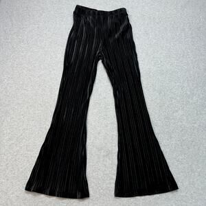 Wild Fable Pants WMNS S Black Velvet Velour Pleated High Waist Flared Pull On